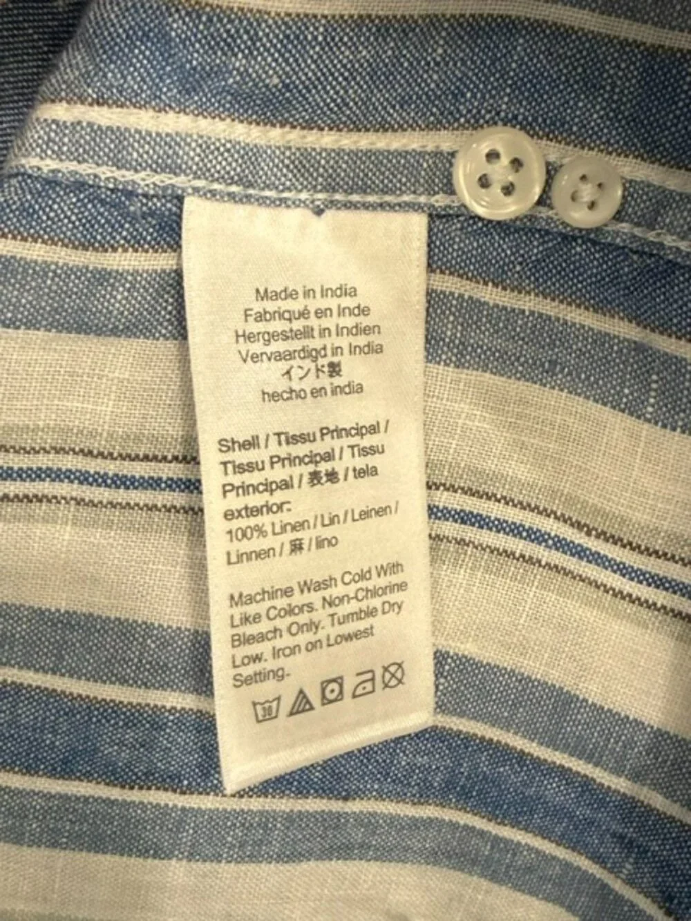 J. Crew Irish Linen Blue & White Stripe Button Down Shirt